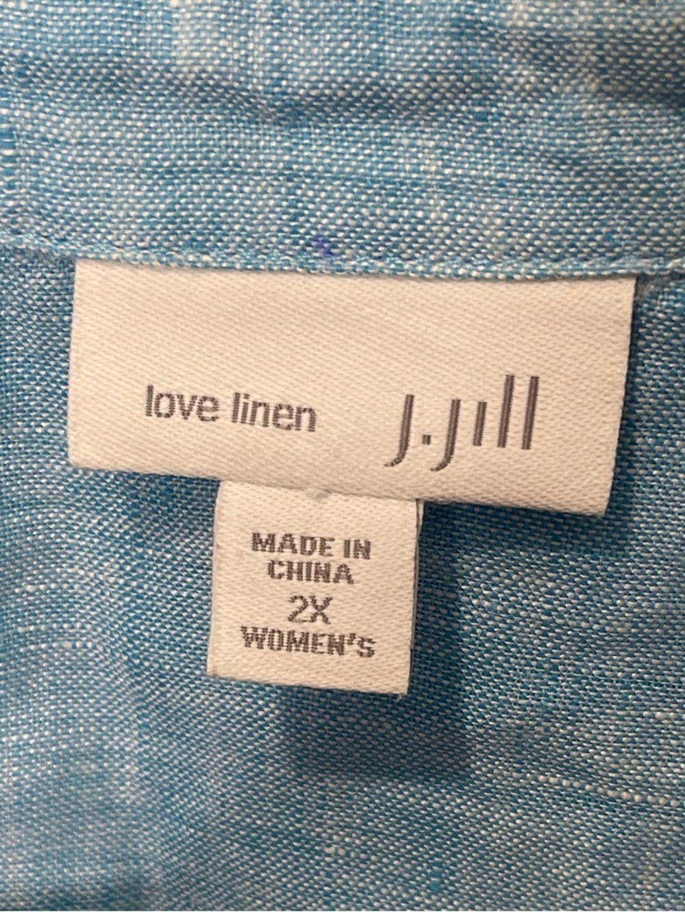J.Jill Love Linen Aqua Blue 100% Linen Long Sleeve Button Front Top Resort Wear - Picture 3 of 6